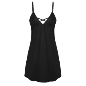 Black Friday SALES Big Clearanceï¼Women Sleepwear Dress Casual Sexy V Neck Spaghetti Strap Backless Nightgown LEO